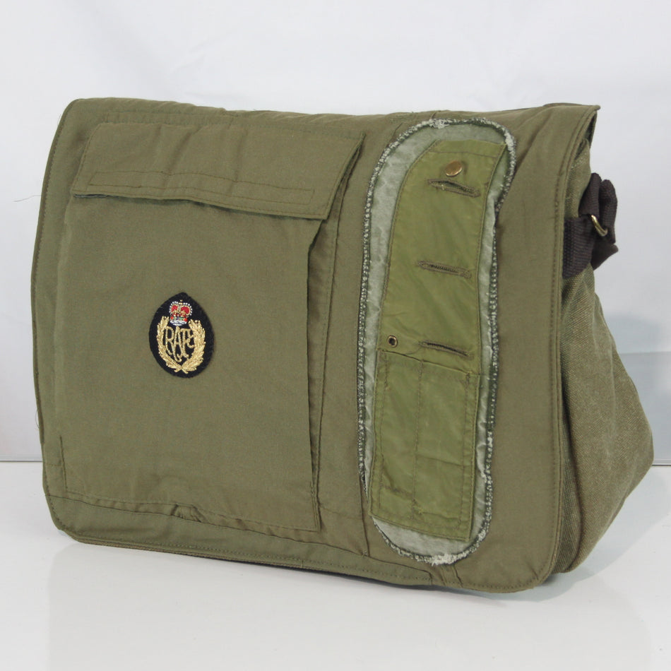 Upcycled RAF Flight Suit Made into Exclusive Messenger Bag Olive Aviation (4385))