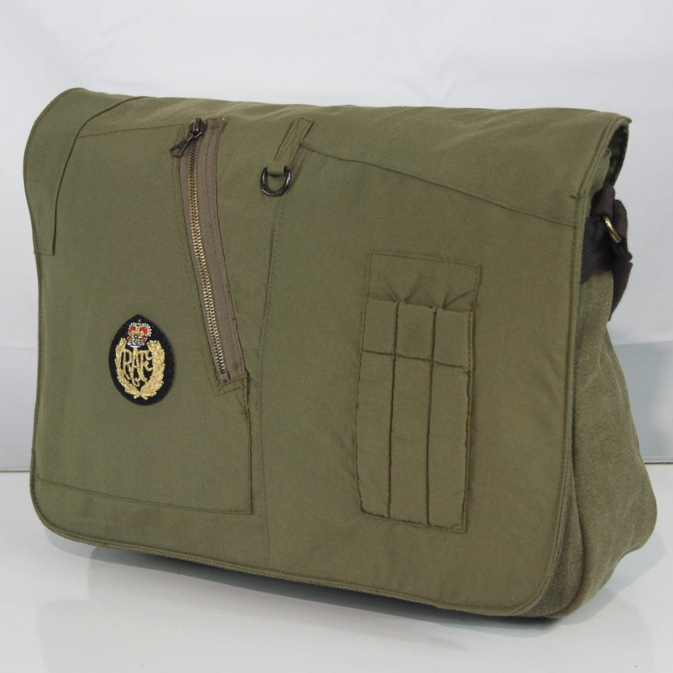 Upcycled RAF Flight Suit Made into Exclusive Messenger Bag Olive Aviation (4386)