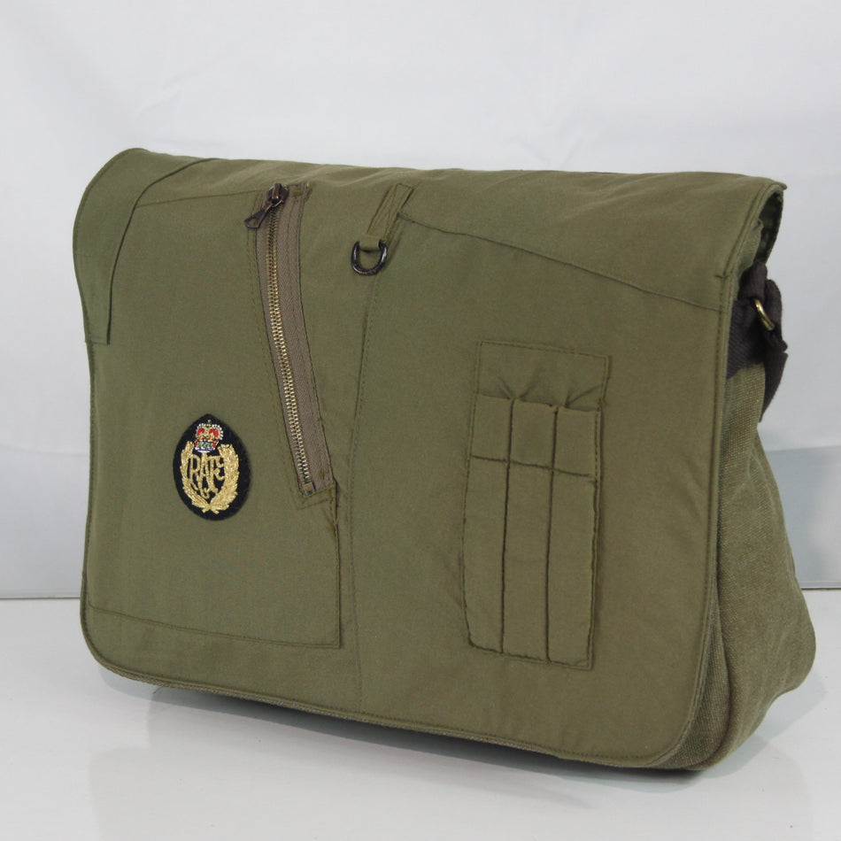 Upcycled RAF Flight Suit Made into Exclusive Messenger Bag Olive Aviation (4386)