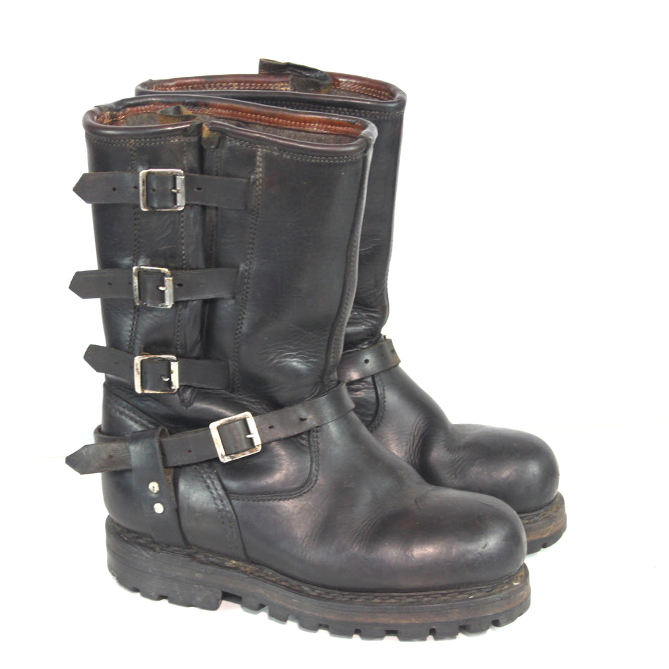 French Army Motorbike Boots Black Leather Pull on Genuine Surplus EU 41 (4509)