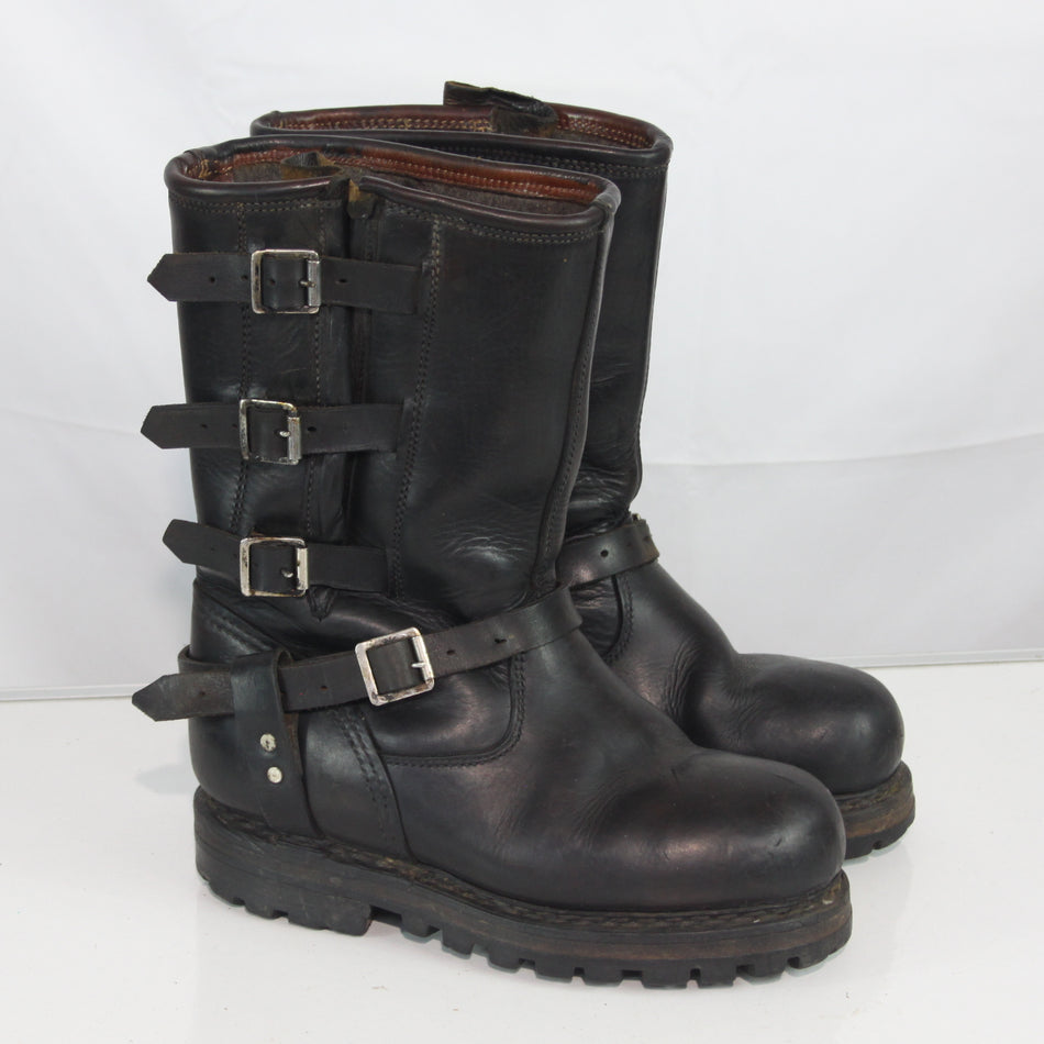 French Army Motorbike Boots Black Leather Pull on Genuine Surplus EU 41 (4509)