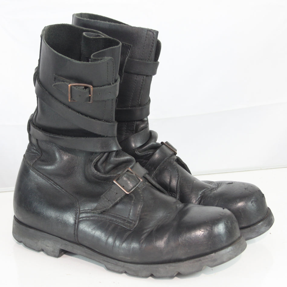 Austrian Army Motorbike Boots Black Leather Damaged EU 46 (4513