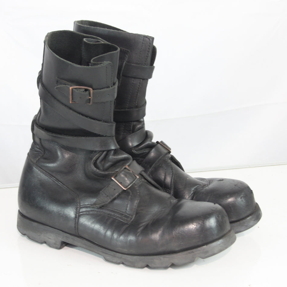 Austrian Army Motorbike Boots Black Leather Damaged EU 46 (4513