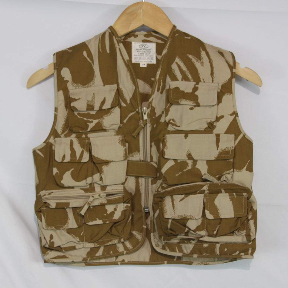 Kids Desert Camo Vest Fishing tactical Waistcoat Pockets Camouflage