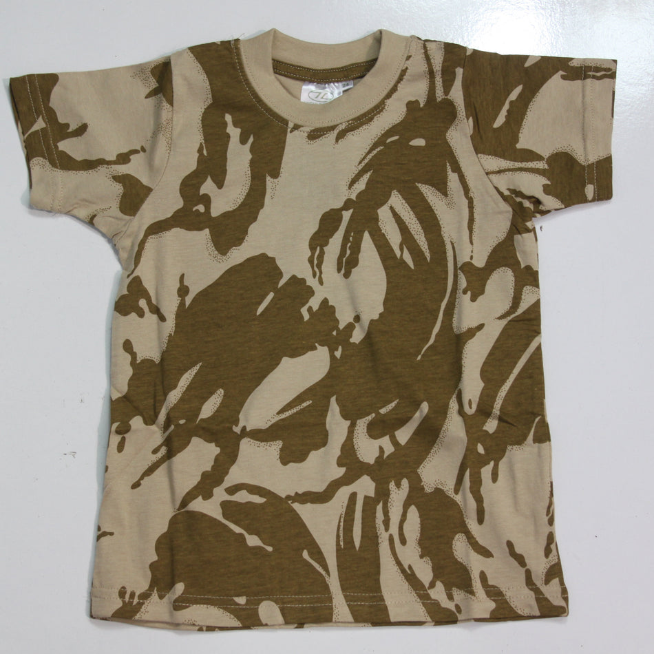 Kids Desert Camo T-Shirt Desert DPM Camouflage Sand 100% Cotton