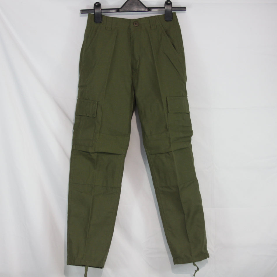 Kids Olive Combat Trousers Cargos Army Play Polycotton