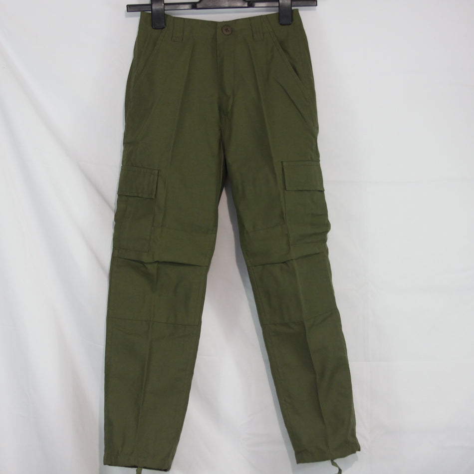 Kids Olive Combat Trousers Cargos Army Play Polycotton