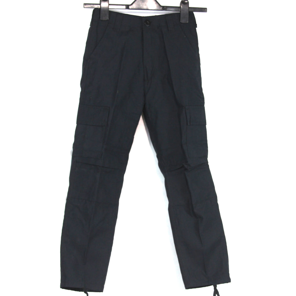 Kids Black Army Trousers Cargos Combat Play Polycotton