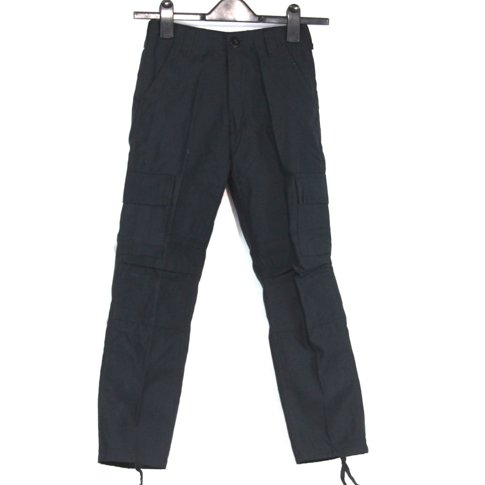 Kids Black Army Trousers Cargos Combat Play Polycotton