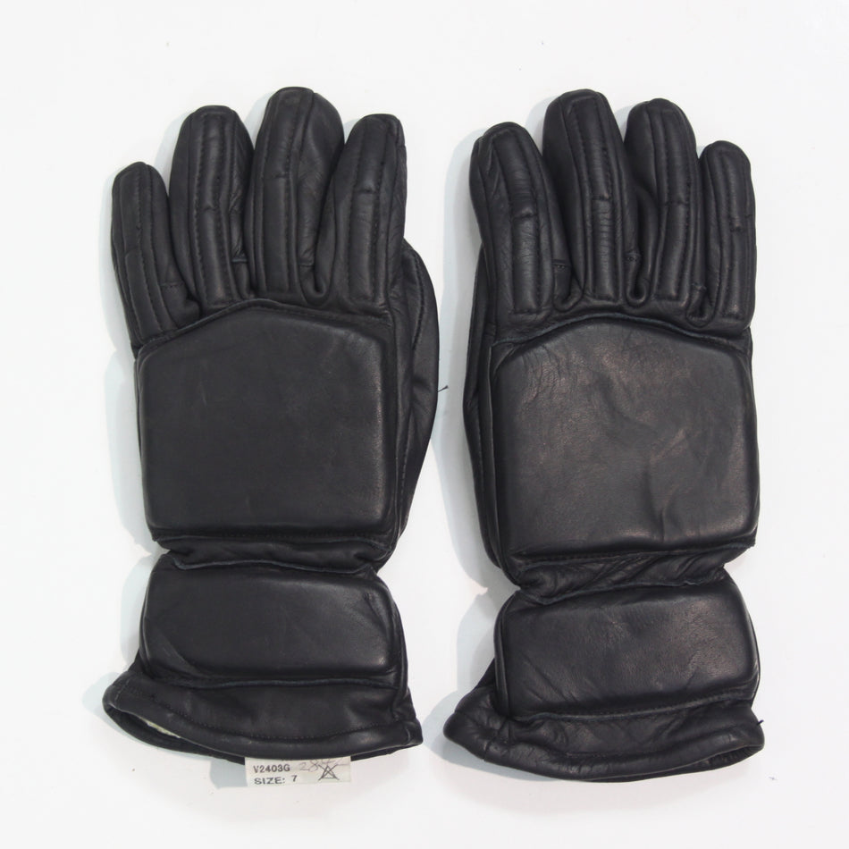 Genuine Surplus Black Leather Military Gloves Size 7 XS (3911)