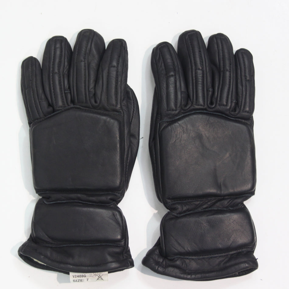 Genuine Surplus Black Leather Military Gloves Size 7 XS (3911)
