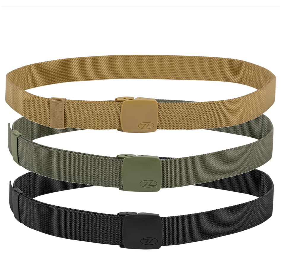 Highlander Operations Belt Nylon Webbing Belt NonMetallic Low Profile Olive Blac