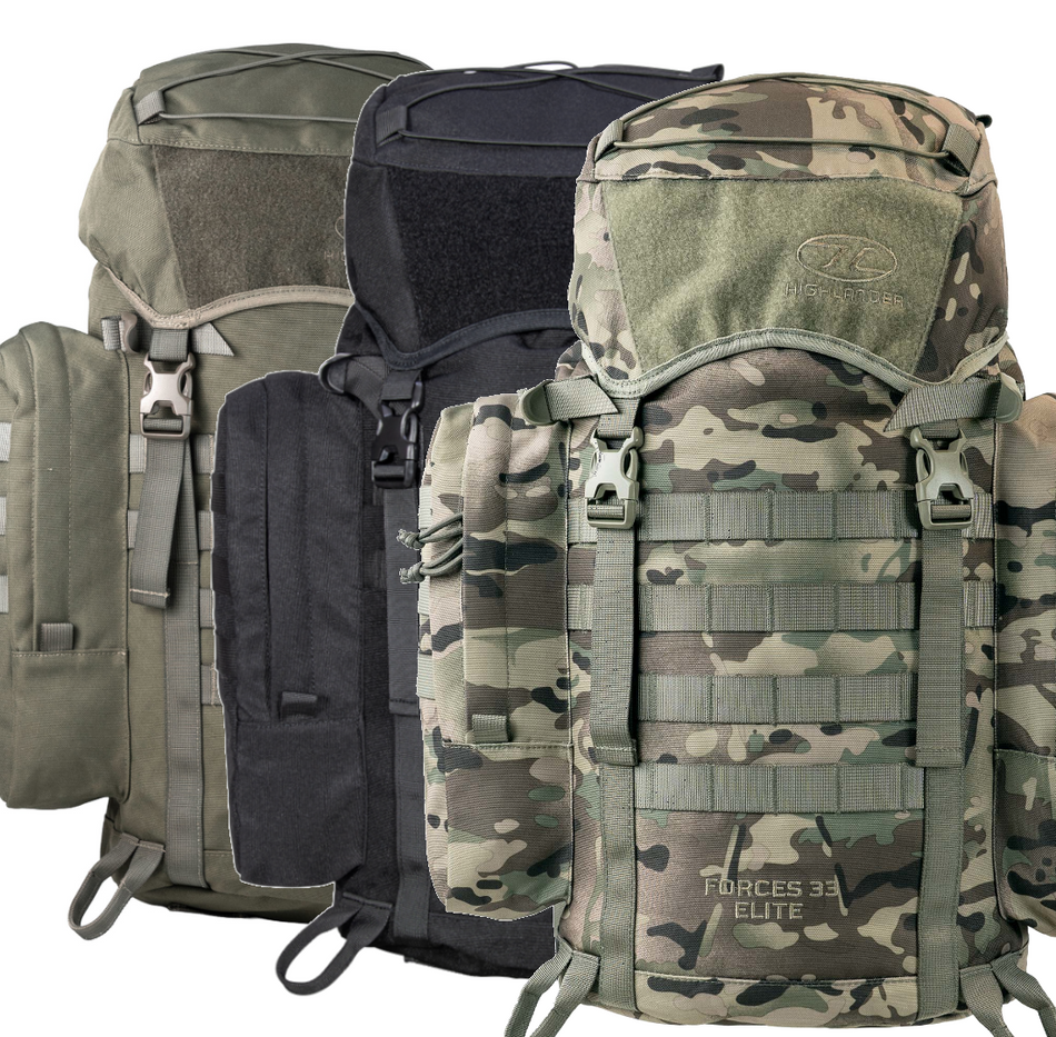 33L Rucksack Highlander Forces Elite Black Green HC Tactical Bag Pack MilitaryStyle