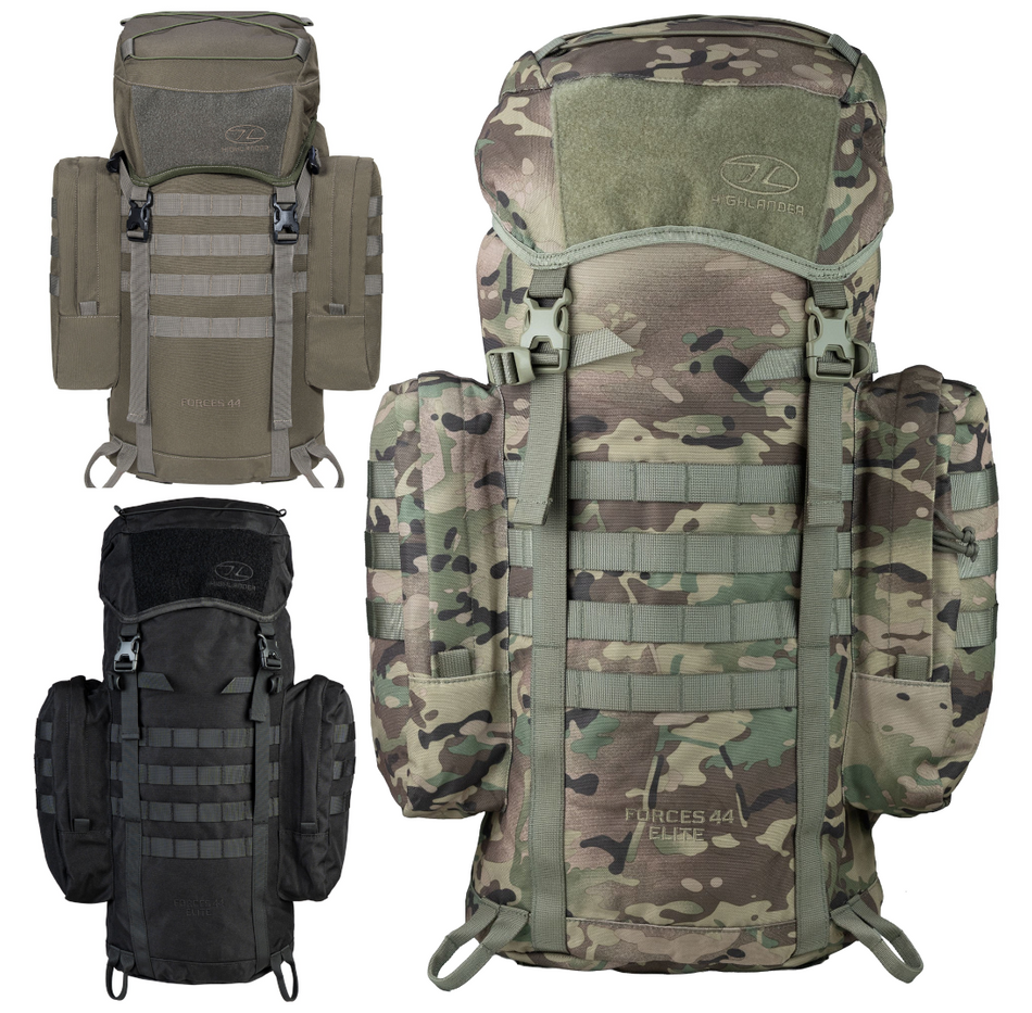 44L Rucksack Highlander Forces Elite Black Green HC Tactical Bag Pack MilitaryStyle