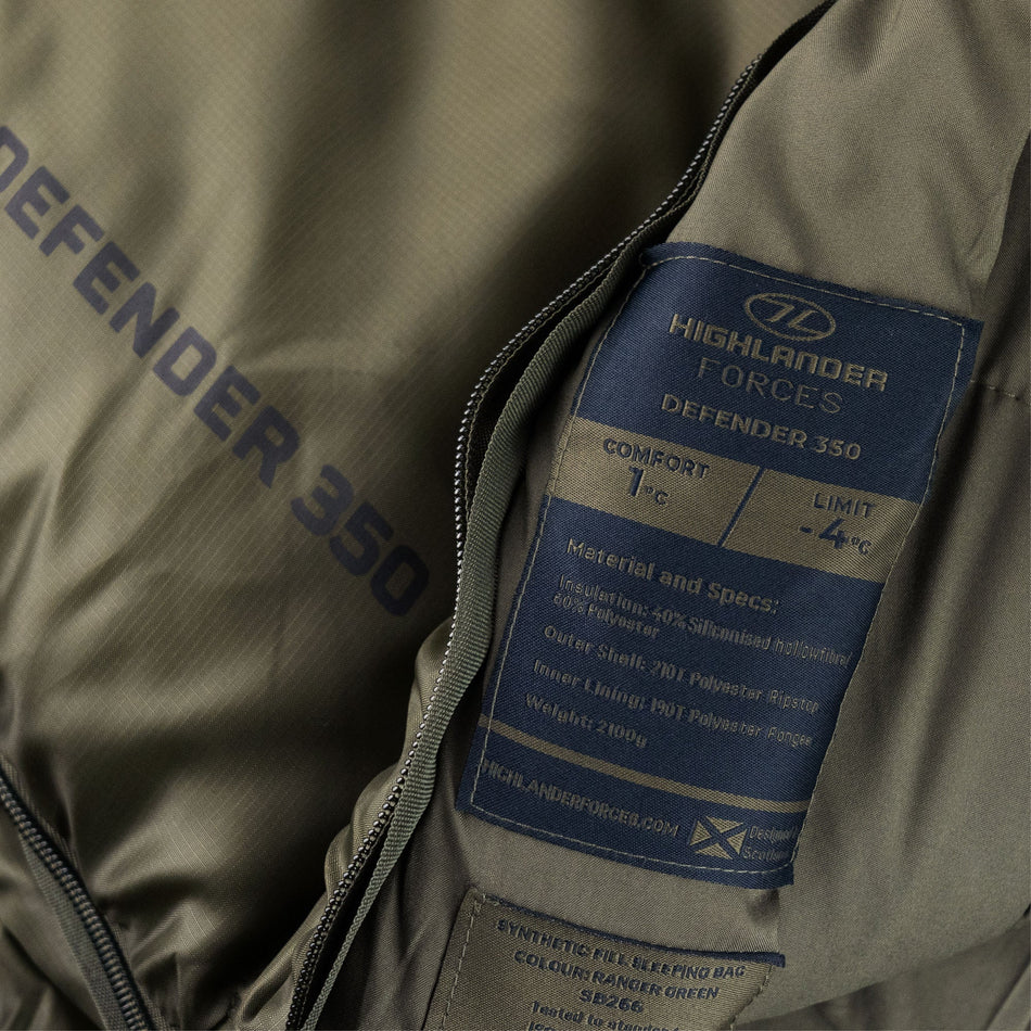 3-4 Season Mummy Sleeping Bag Insulated Military Style Defender 350 Highlander