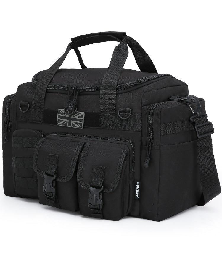 35L Holdall Pockets Army Style Camouflage Black Duffel Bag Saxon Kombat