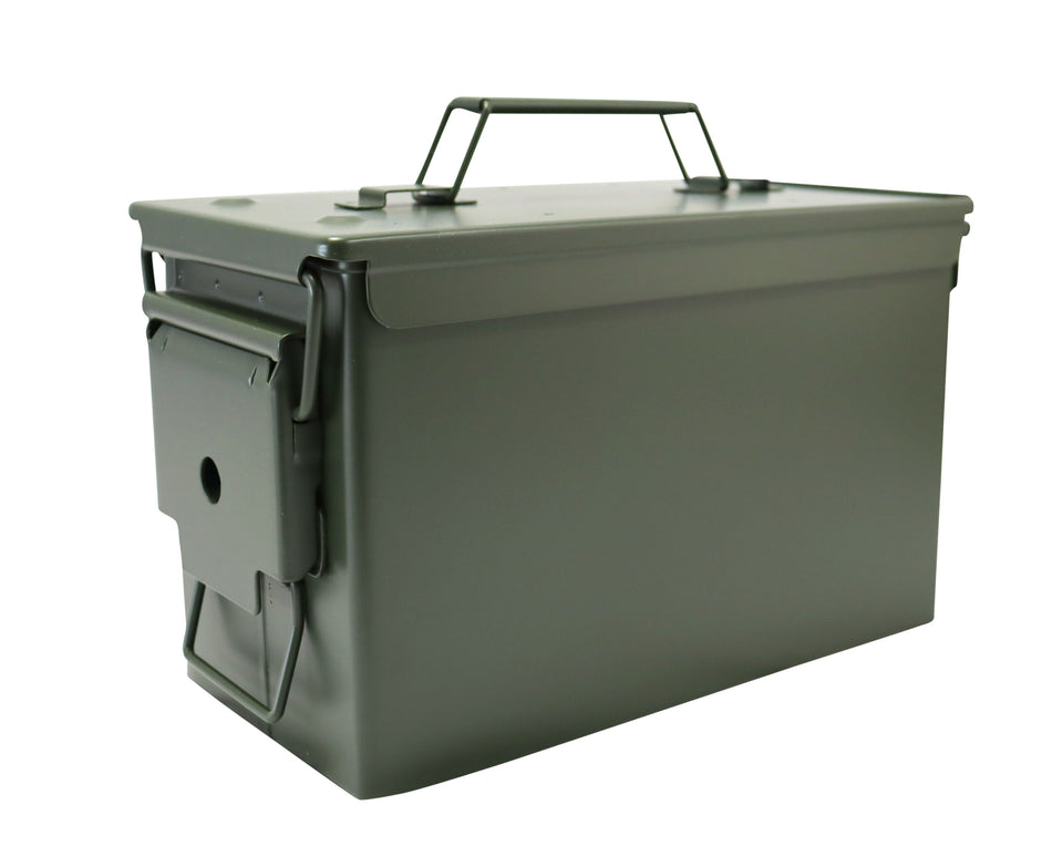 50Cal Metal Ammo Tin Storage Box Steel Box Can Kombat