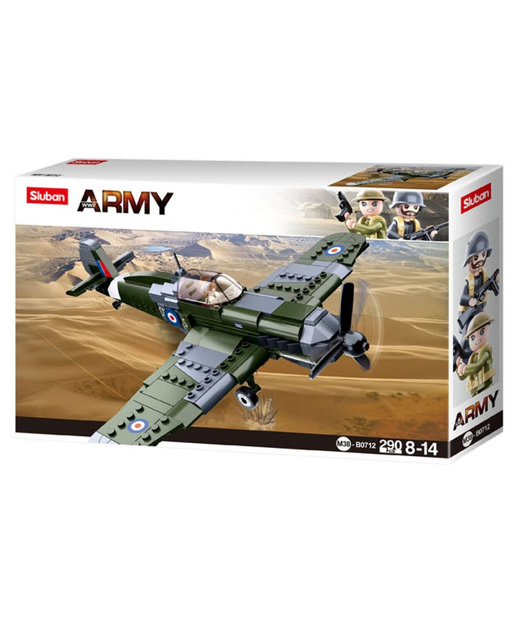 British Fighter Spitfire Kids Construction Brick Set Sluban 297 pieces Military B0712