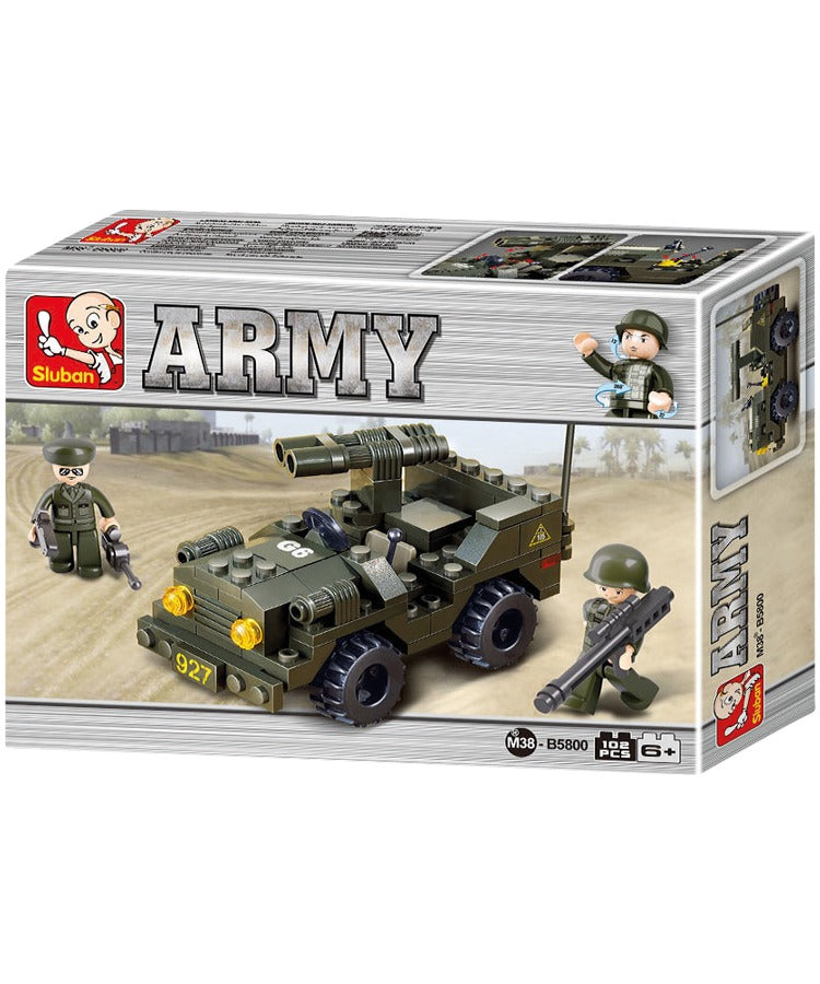 Army Jeep Kids Construction Brick Set Sluban 102 pieces Military B5800