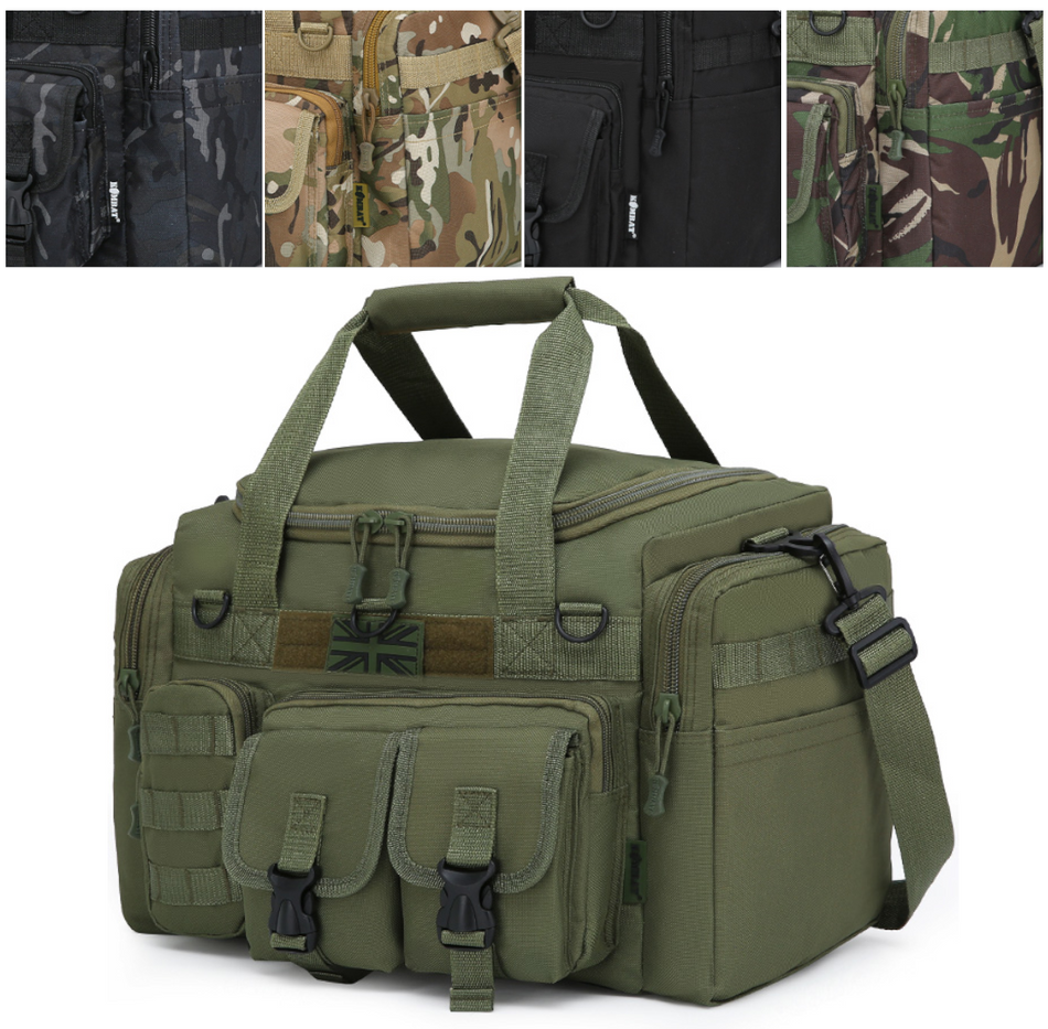 35L Holdall Pockets Army Style Camouflage Black Duffel Bag Saxon Kombat